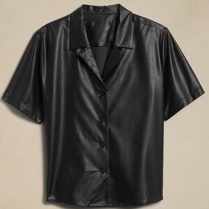 Brand New Banana Republic Black Vegan Leather Shirt M